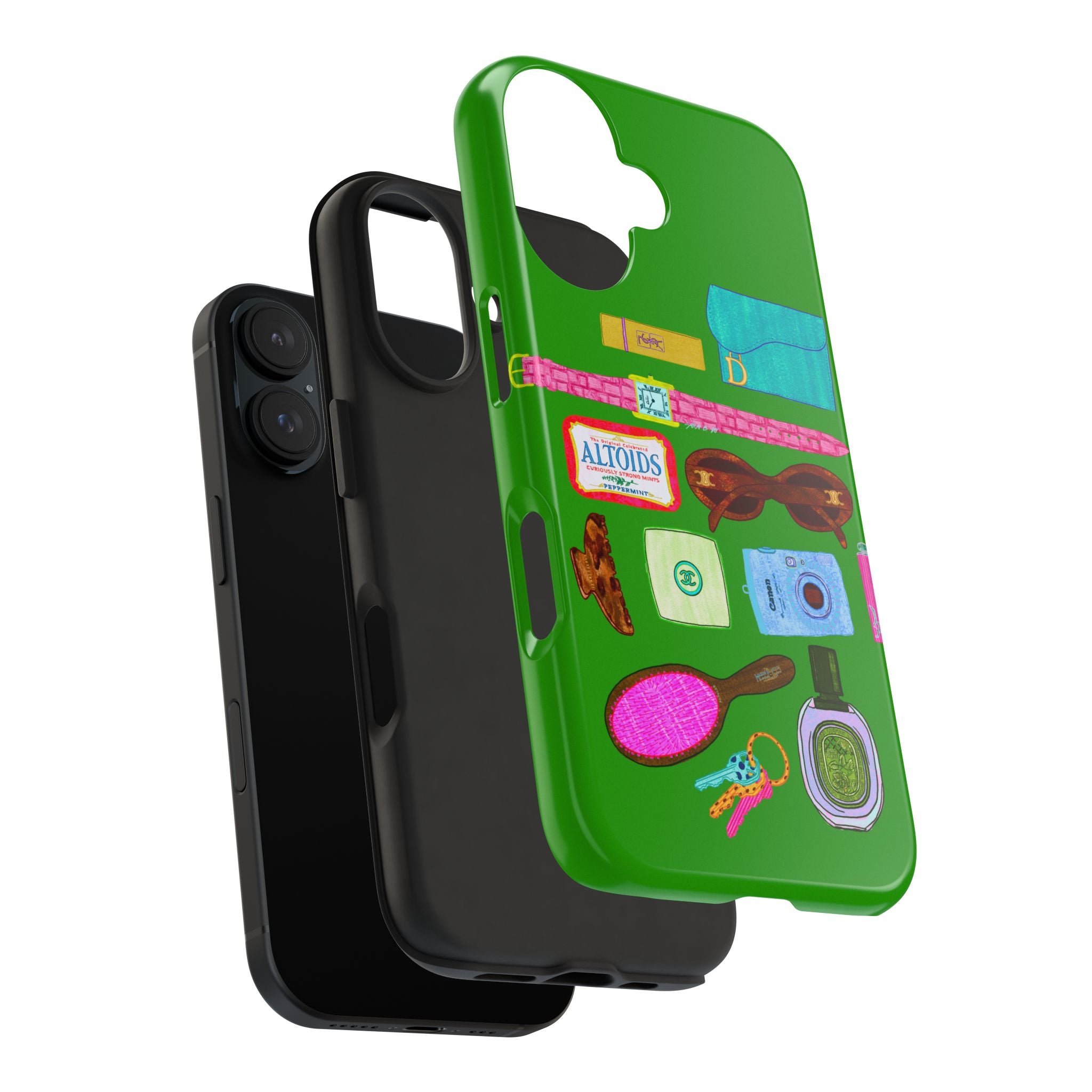 What's in My Bag Green Phone Case