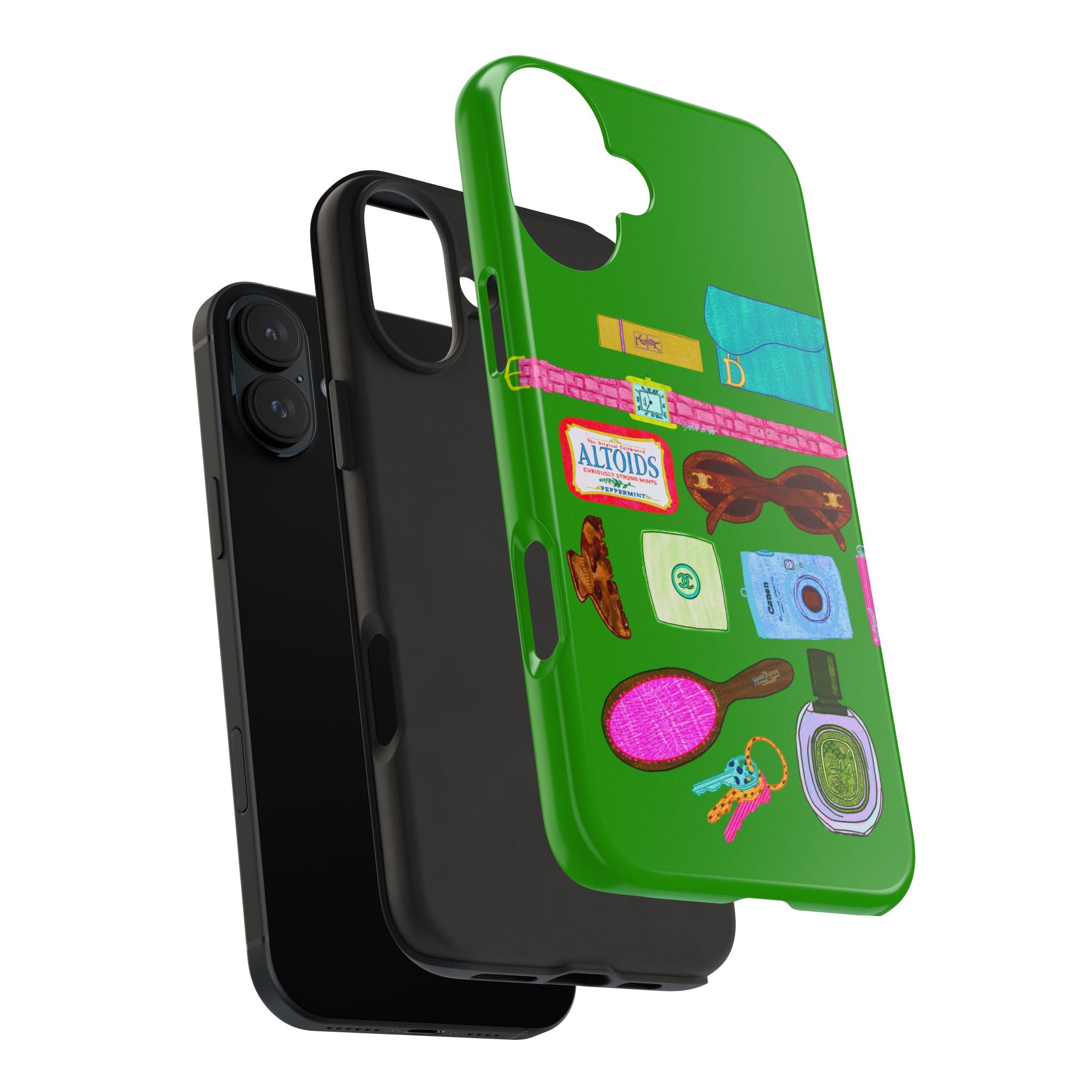 What's in My Bag Green Phone Case