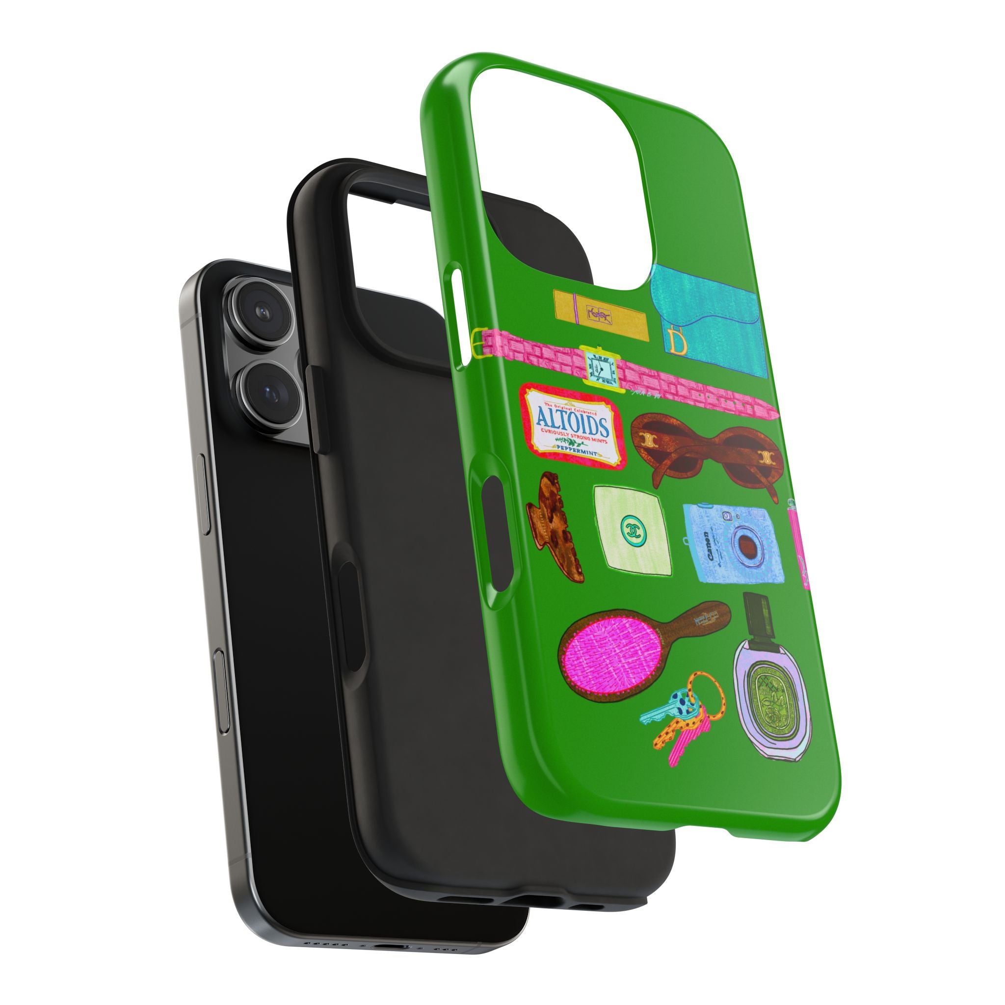 What's in My Bag Green Phone Case