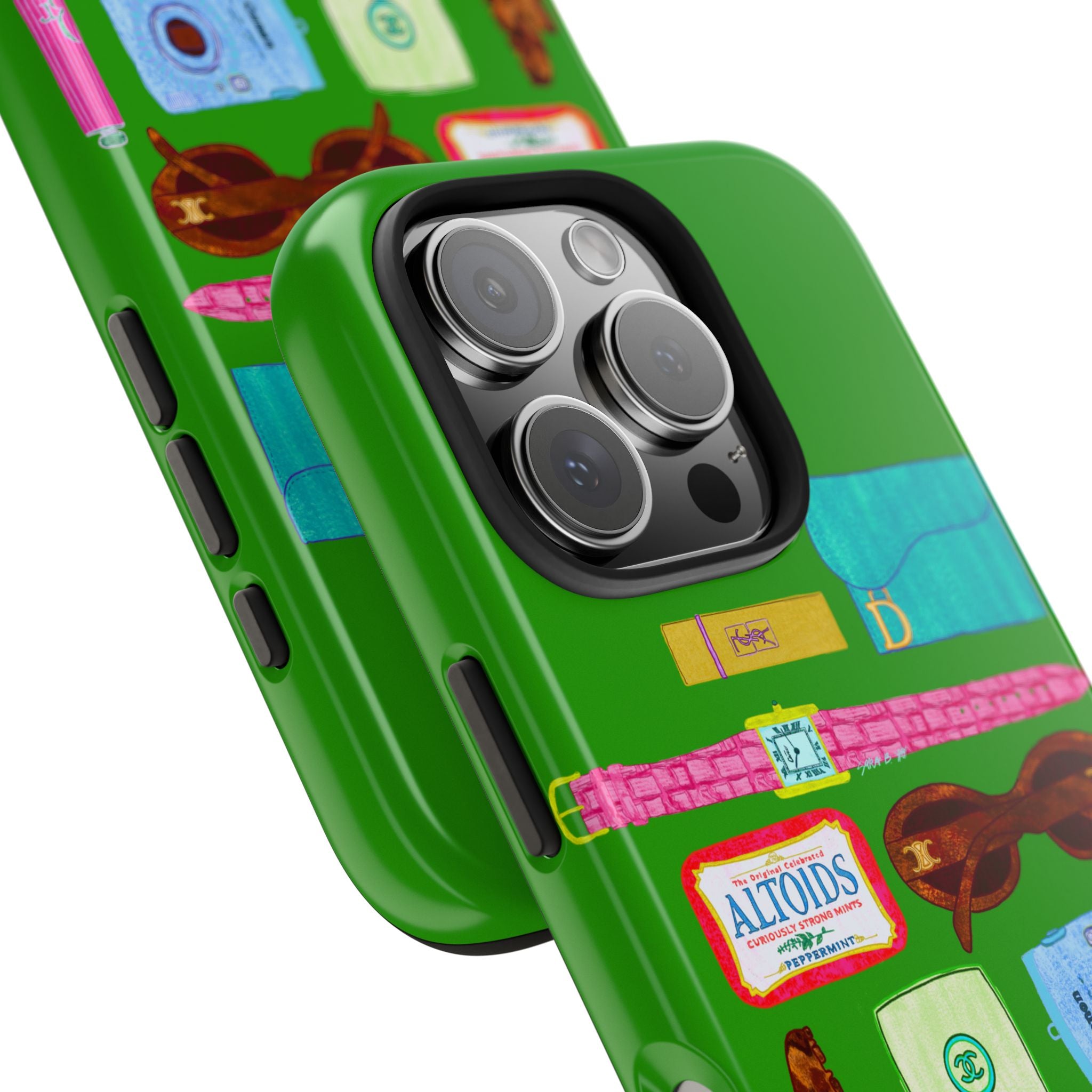 What's in My Bag Green Phone Case