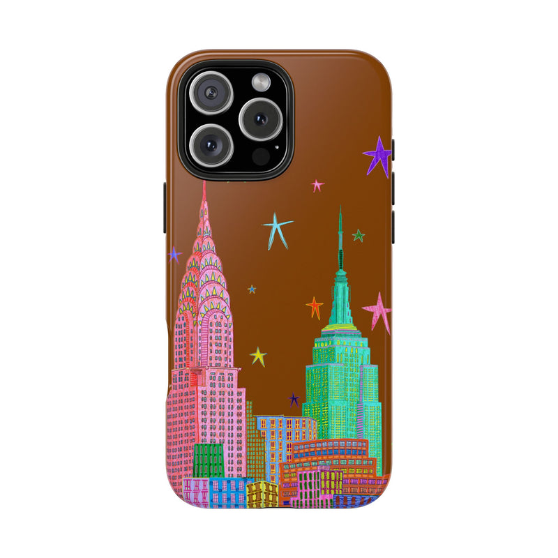 Starry Night in The City Brown Phone Case