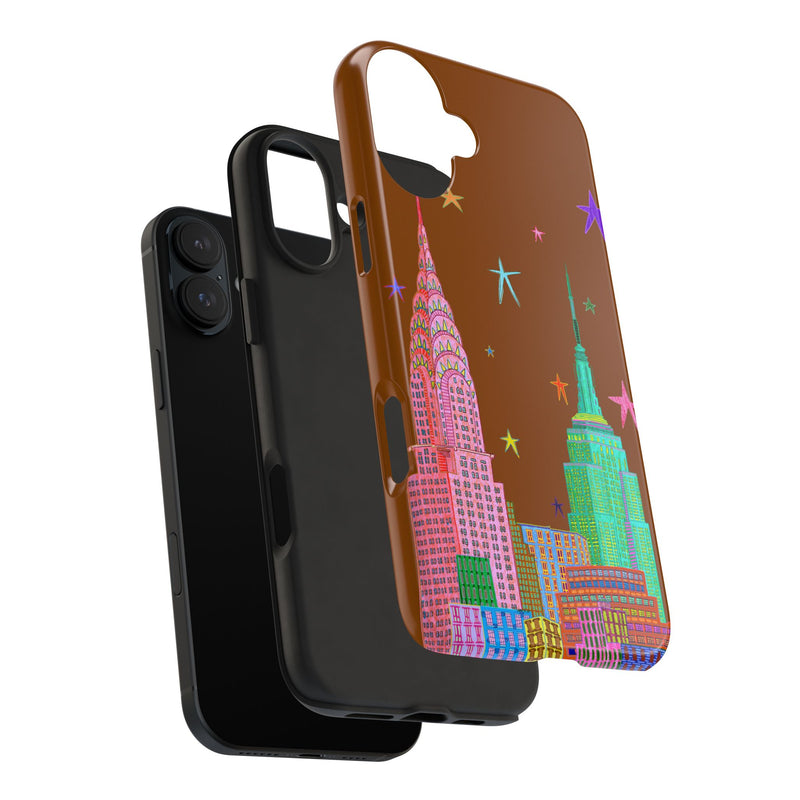 Starry Night in The City Brown Phone Case