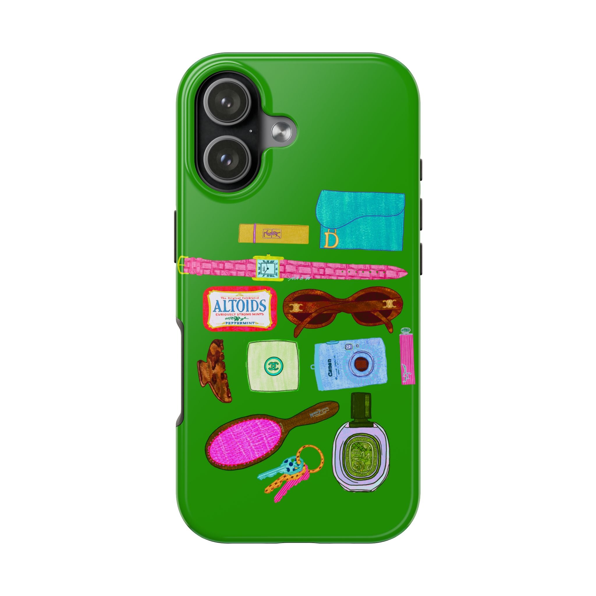 What's in My Bag Green Phone Case