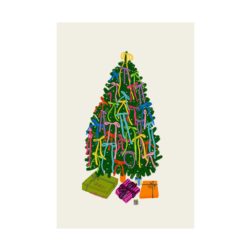 Ribbons and Bows Christmas Tree Art Print