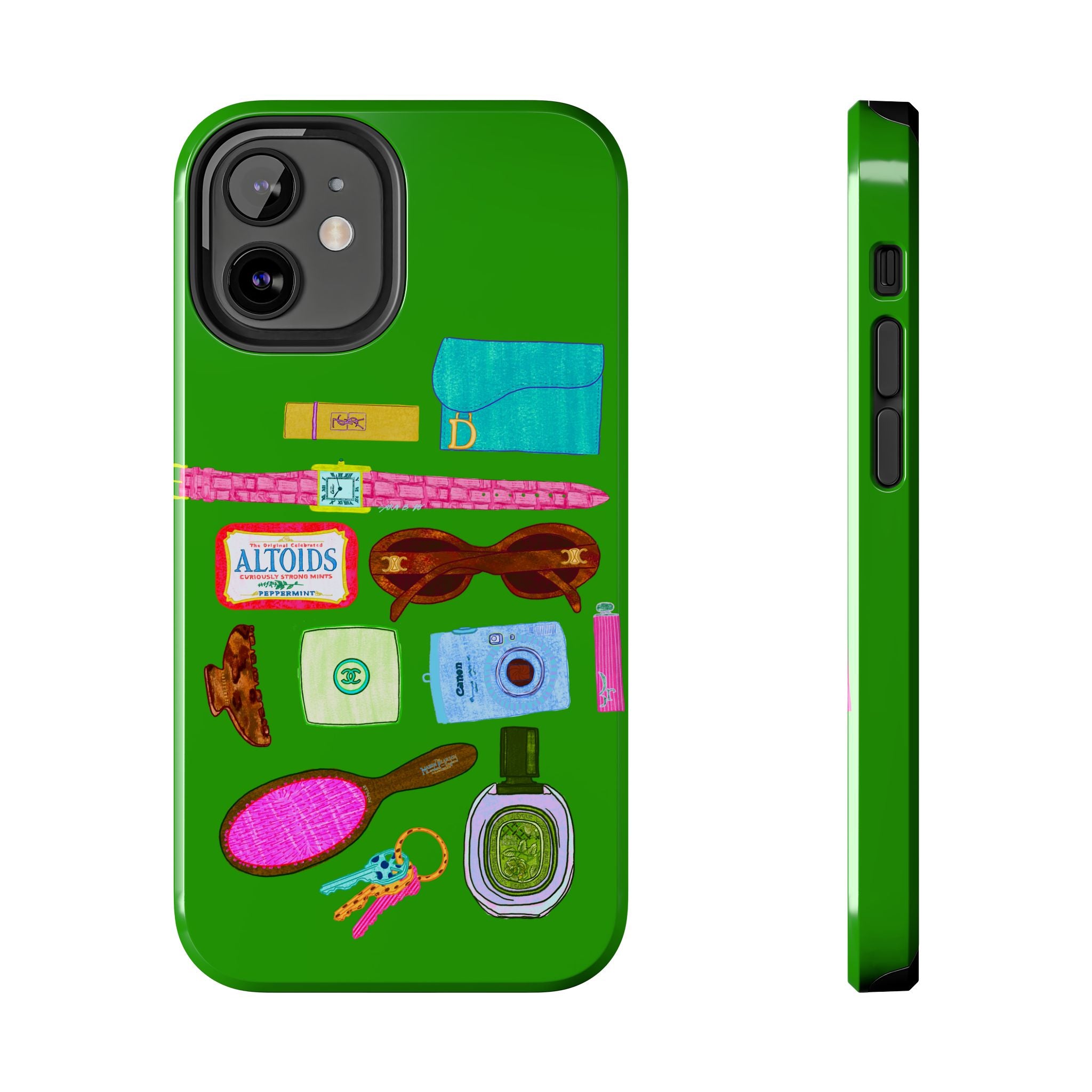 What's in My Bag Green Phone Case