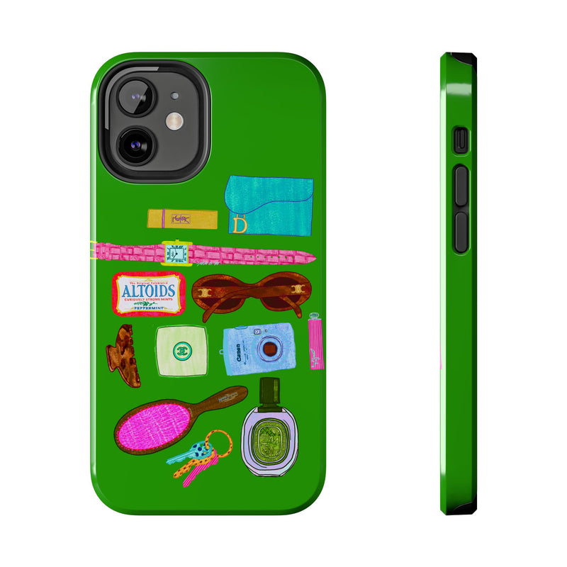 What's in My Bag Green Phone Case