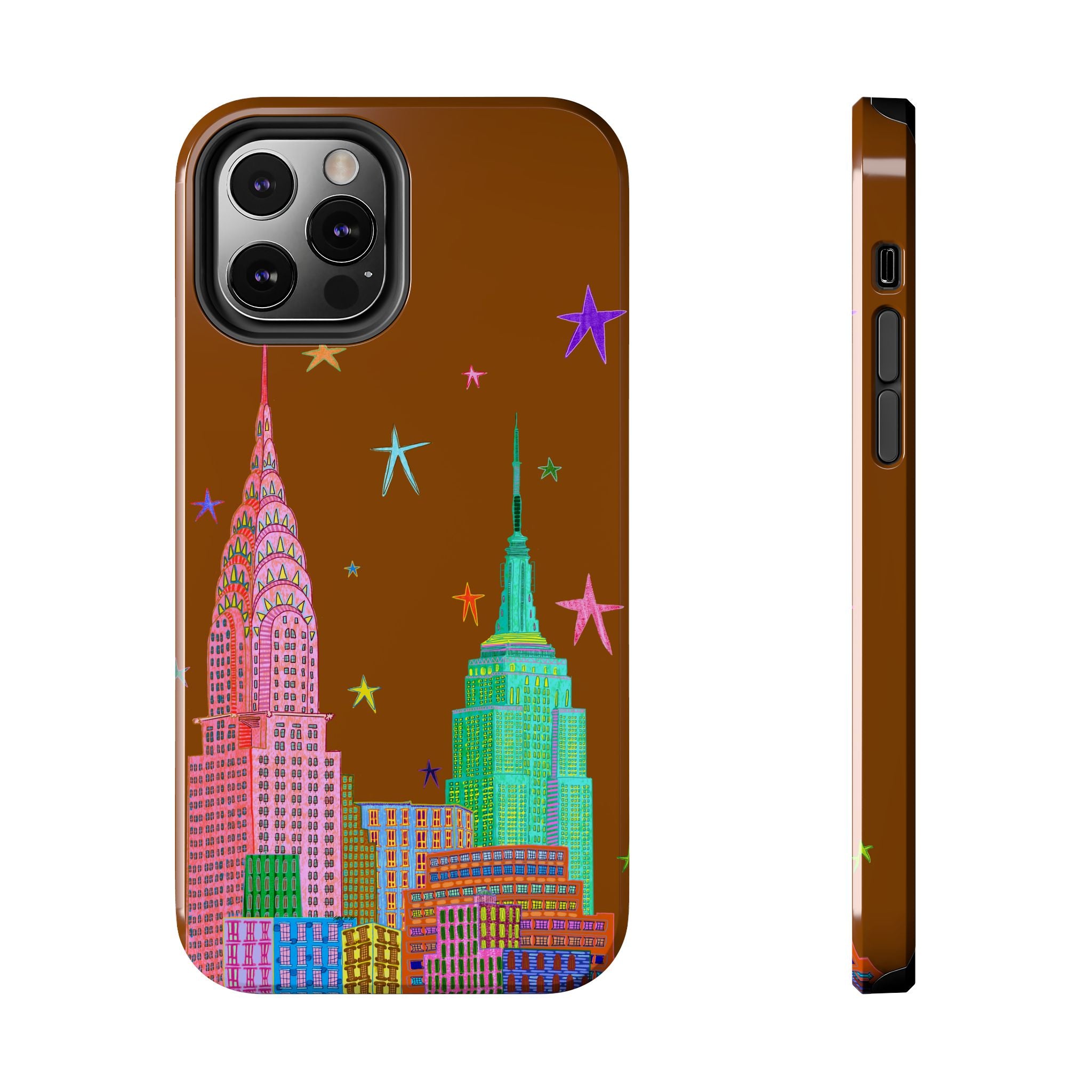 Starry Night in The City Brown Phone Case