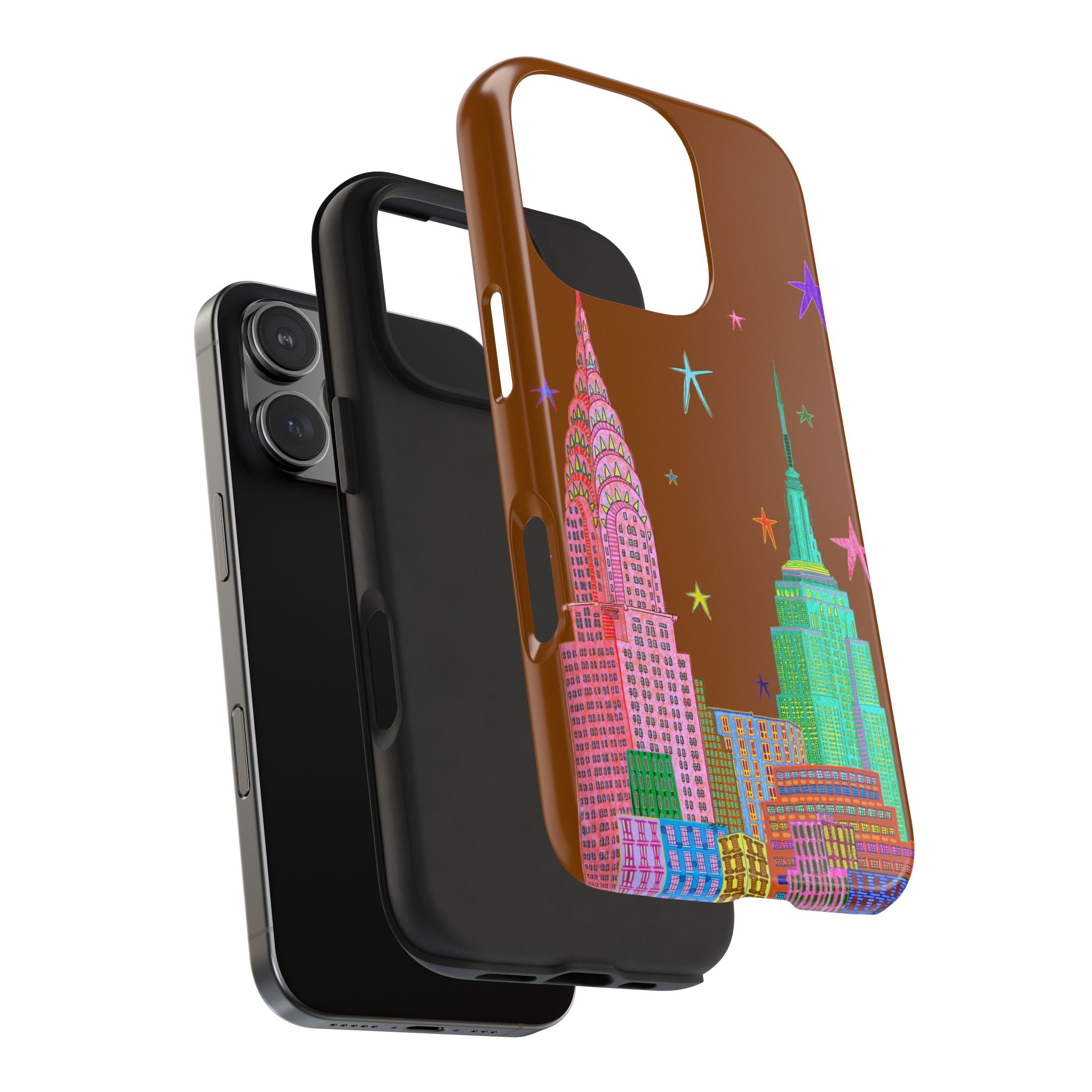 Starry Night in The City Brown Phone Case