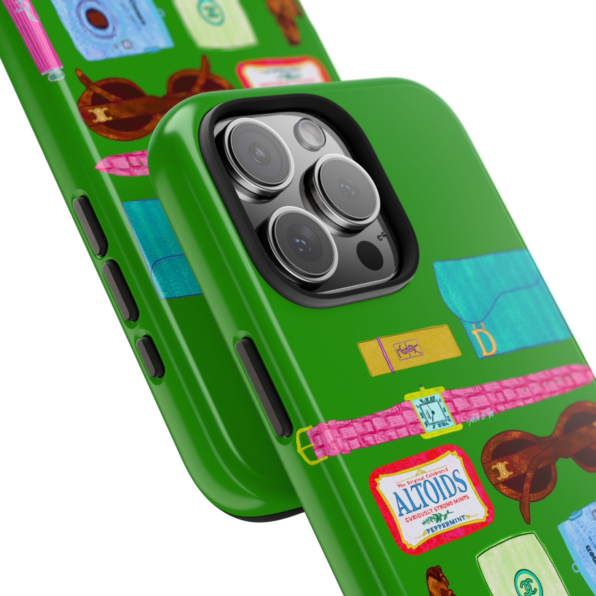 What's in My Bag Green Phone Case