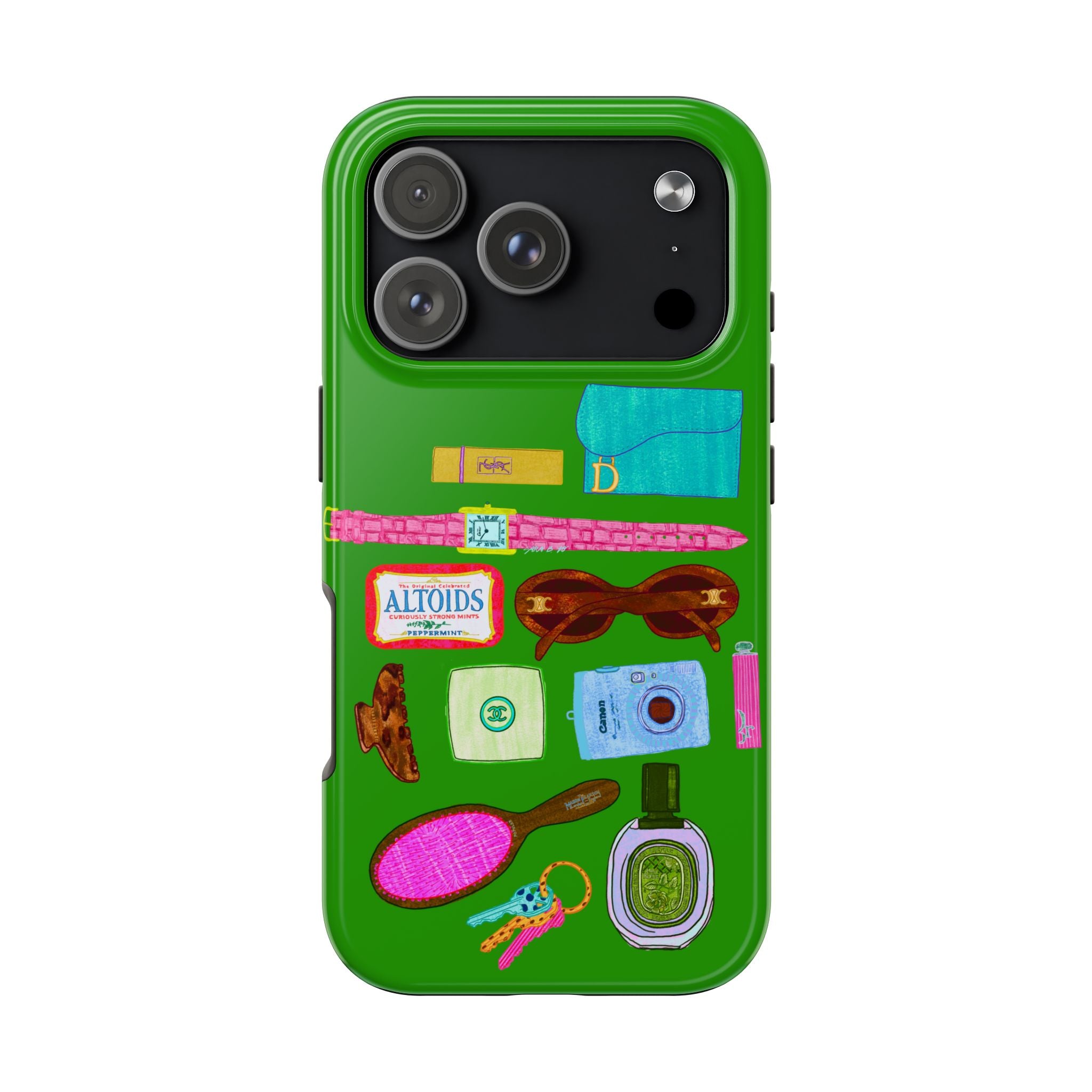 What's in My Bag Green Phone Case