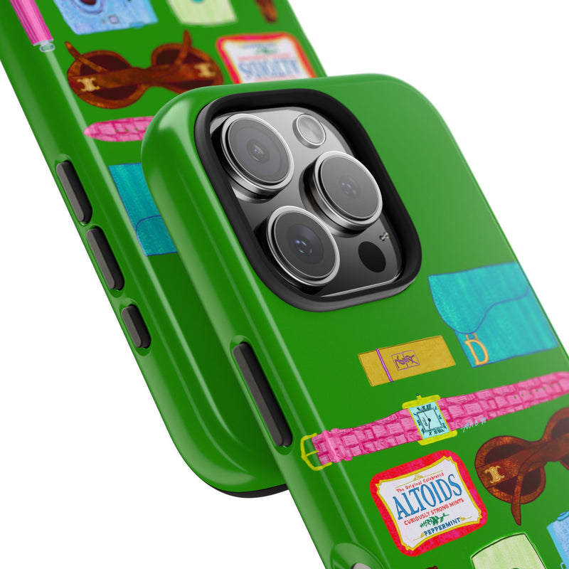 What's in My Bag Green Phone Case