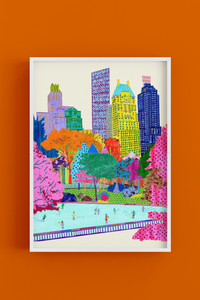 Skating in The City - Art Poster Print