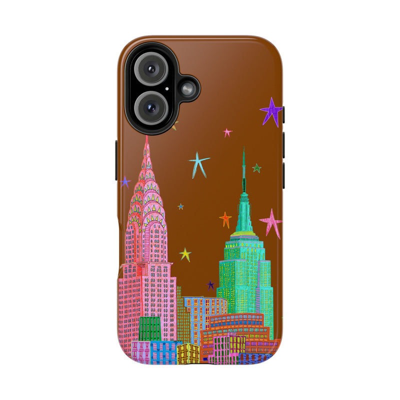 Starry Night in The City Brown Phone Case