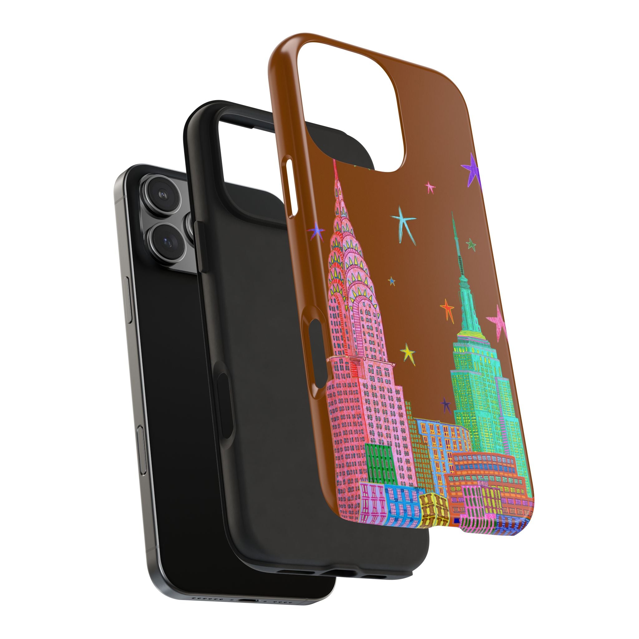 Starry Night in The City Brown Phone Case