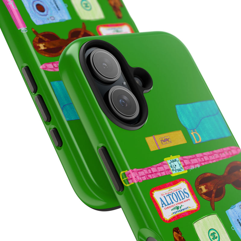 What's in My Bag Green Phone Case